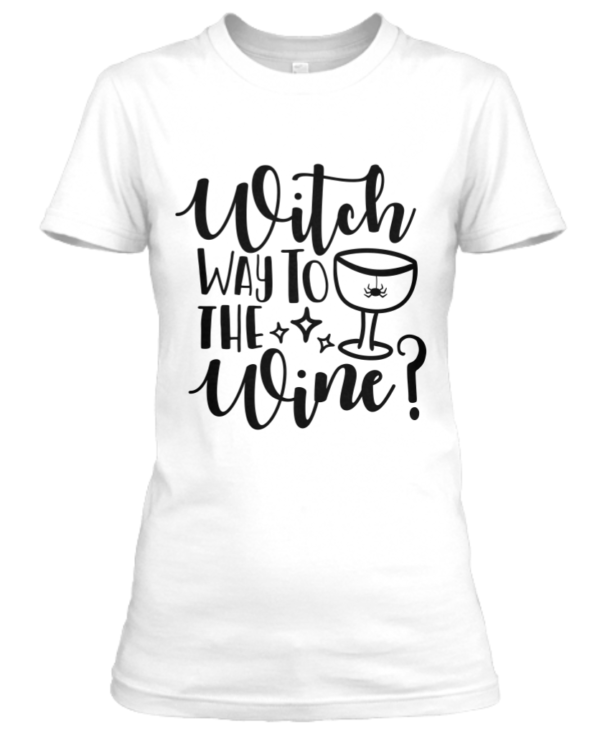 T-shirt Witch way to the Wine?
